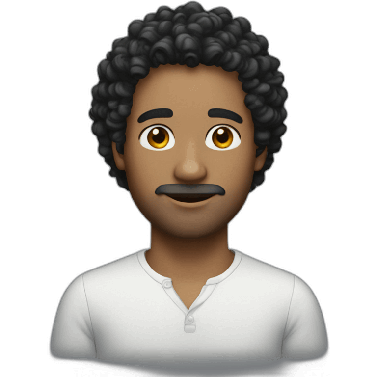 man-black-curly-hair-middle-parting emoji