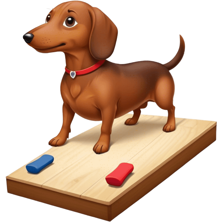 Wiener dog playing cornhole emoji