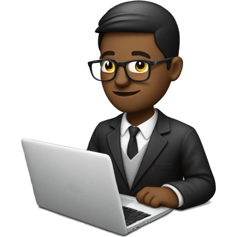 programmer on front of laptop with white skin nd looking stylish emoji