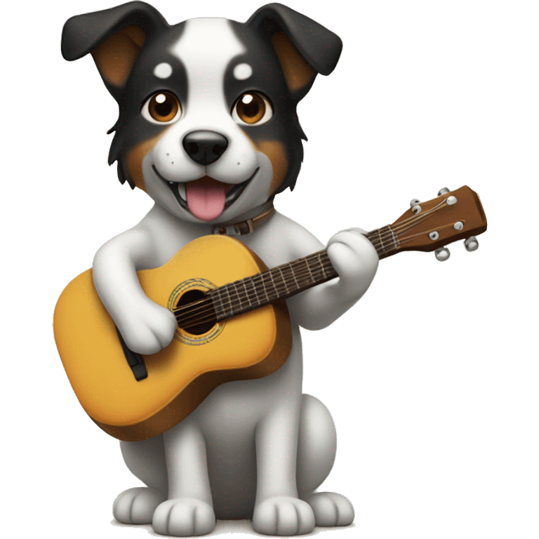 Playing the guitar dog emoji