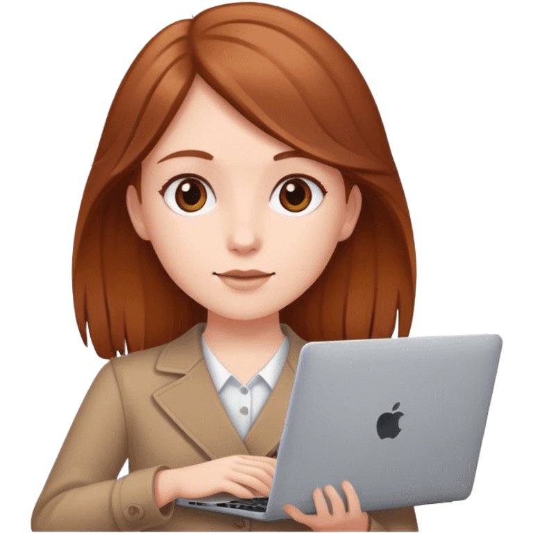 girl with chestnut colour hair holding laptop emoji