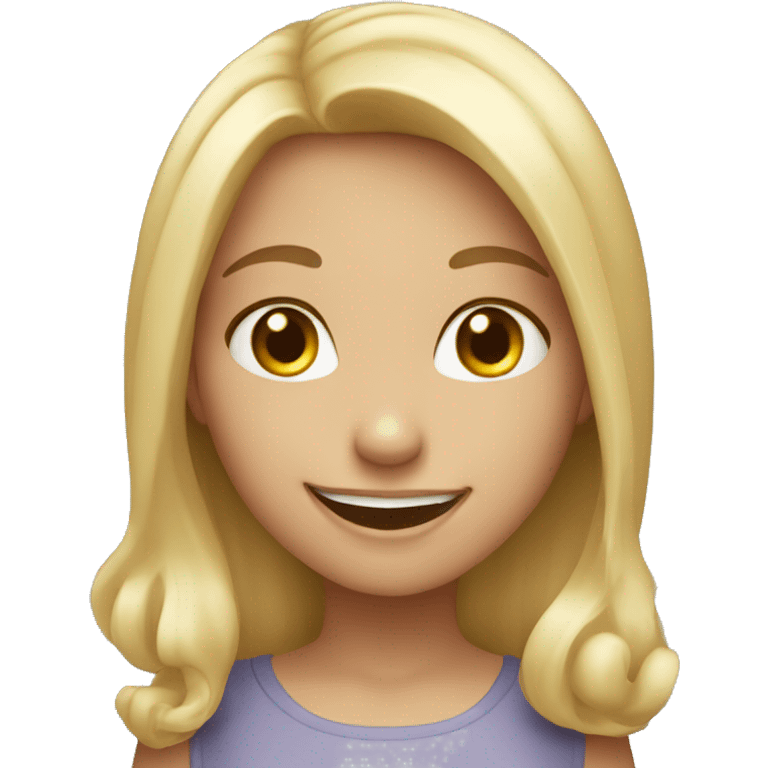 blushing blond girl smiling emoji