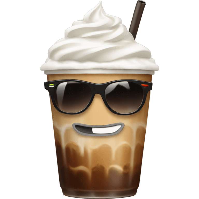 iced coffee with whipped cream and sunglasses emoji