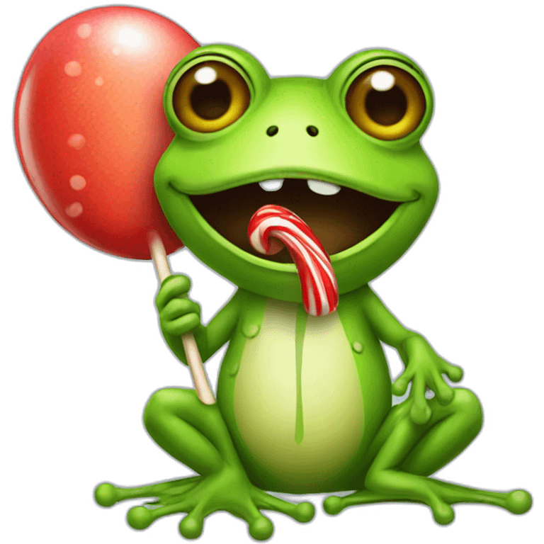 Frog holding a lollipop  emoji