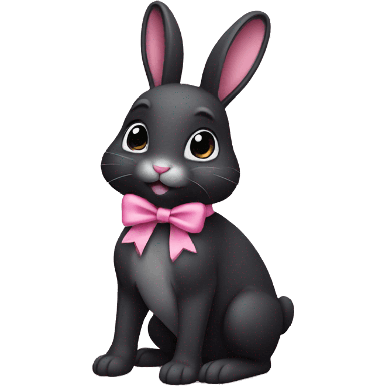 Black bunny, wearing a pink bow  emoji