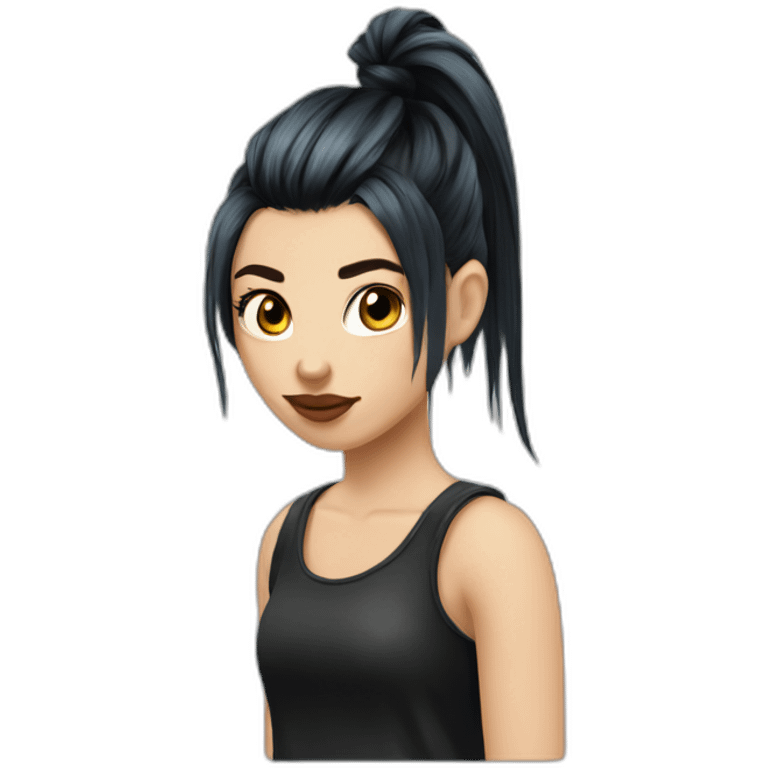 Punk gótic girl pony tail bangs emoji