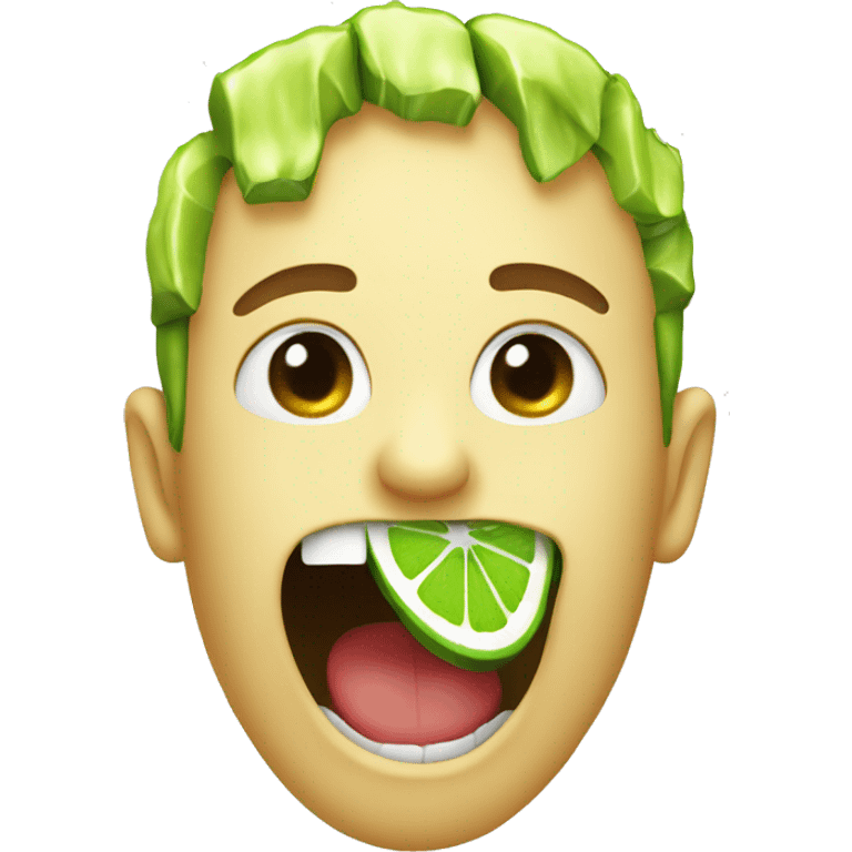 Green Mouth biting into sliced lime with teeth showing  emoji