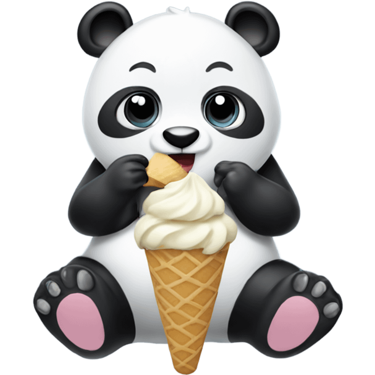 Panda eating ice cream emoji