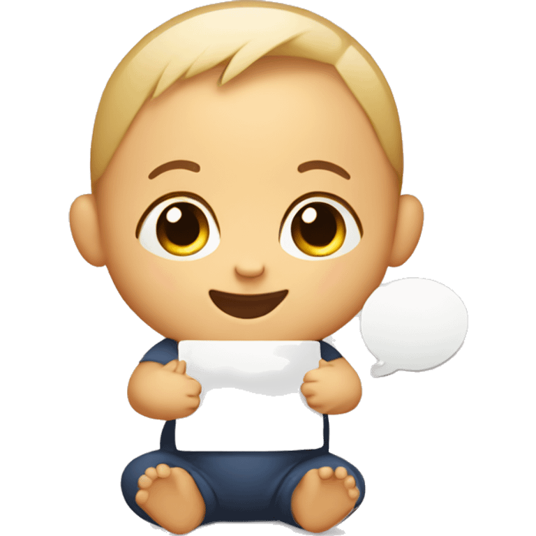 baby holding speechbubbles emoji