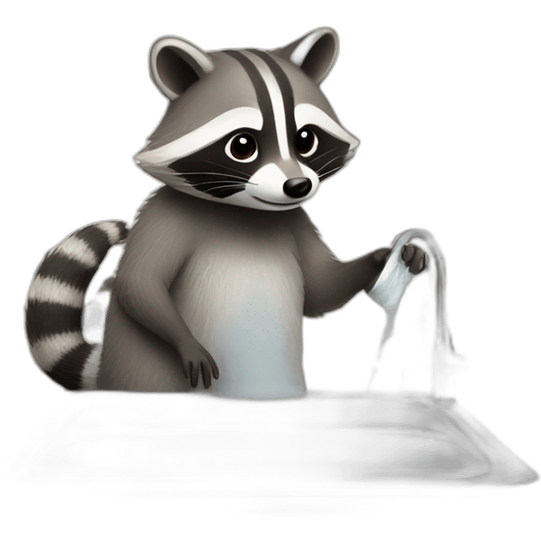 raccoon washes dishes emoji