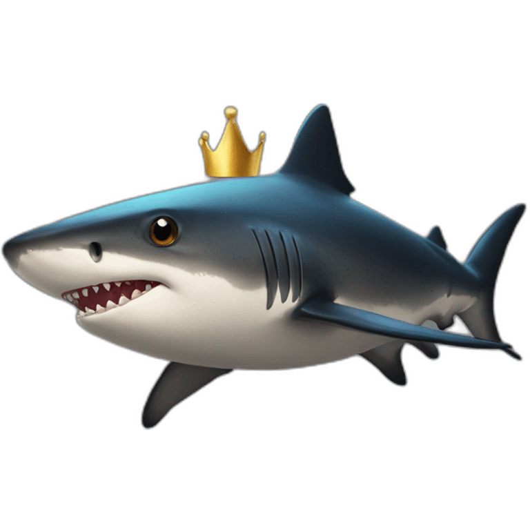 Black shark with a golden crown sitting on its head emoji