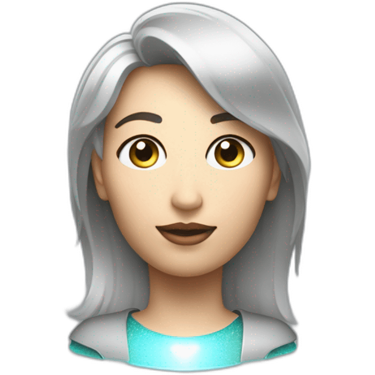 Siri Ai assistant personified. Androgynous. RGB hologram projection emoji