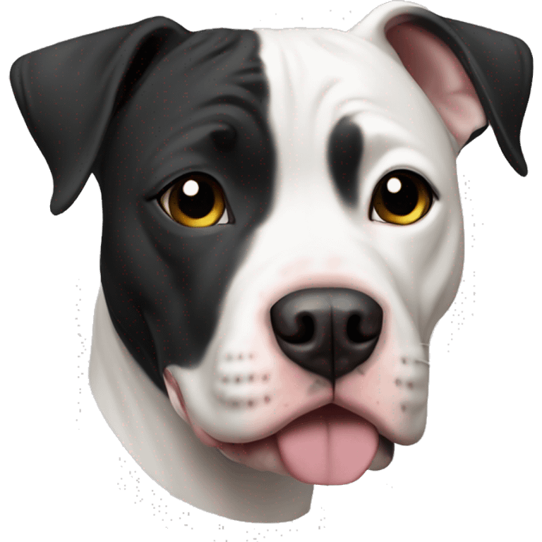 Black and mostly white pit bull emoji