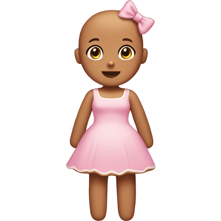 gingerbread girl with baby pink dress and no hair with a light pink bow emoji