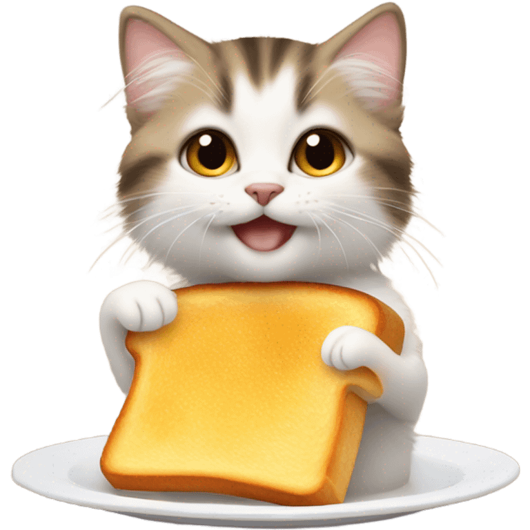 Kitten eating grilled cheese emoji