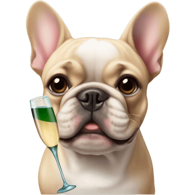 French bulldog with champagne  emoji