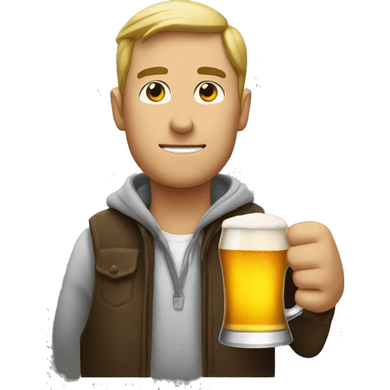 Man keeping drinking beer a secret emoji