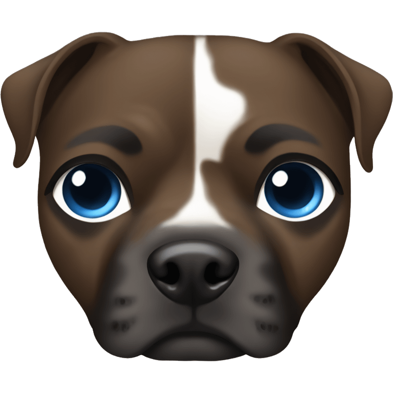 A bruinette with blue eyes with black pit bull emoji