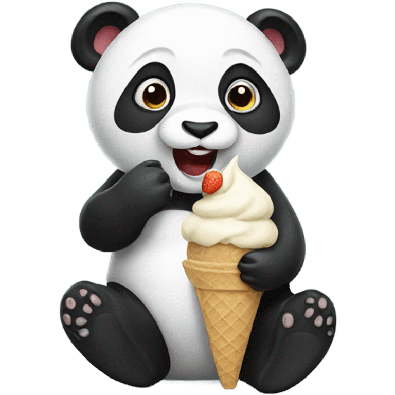 Panda eating ice cream emoji