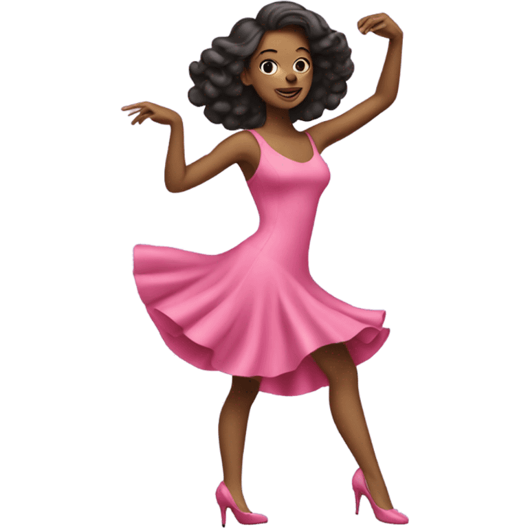 Woman dancing on high heels pink dress and pink shoes  emoji