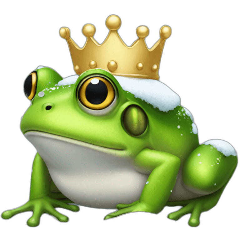 Queen frog under the snow emoji