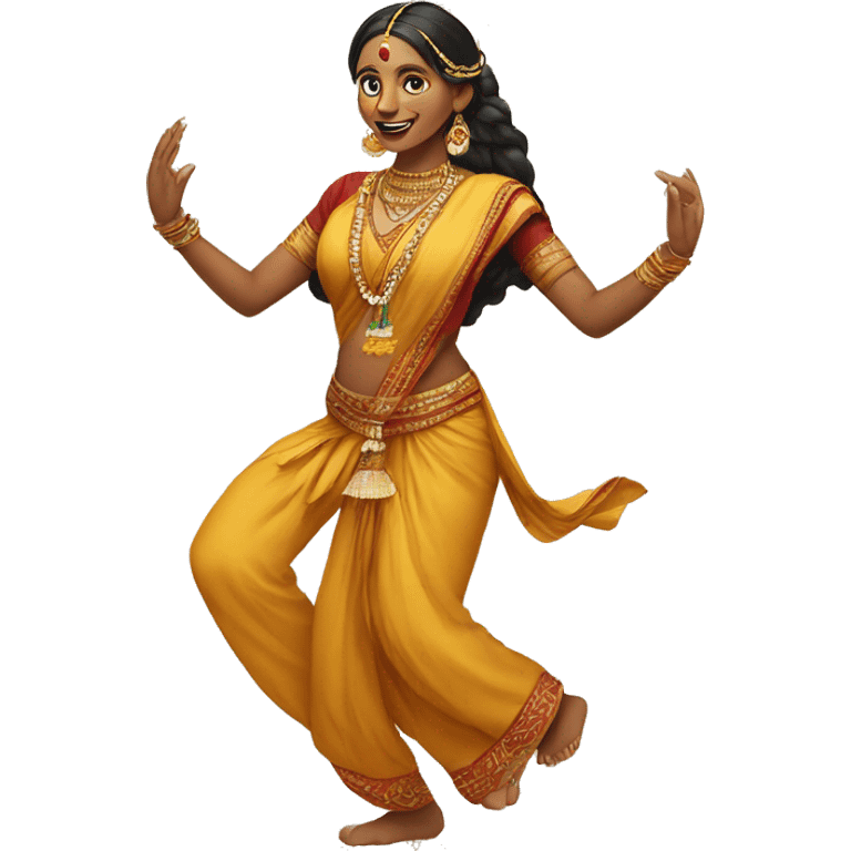 Indian woman in traditional clothes dances.  format portrait emoji