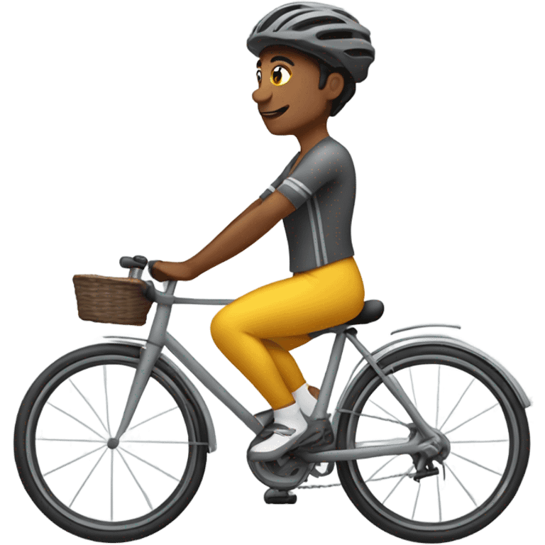 Una ciclista con su bici gris  emoji