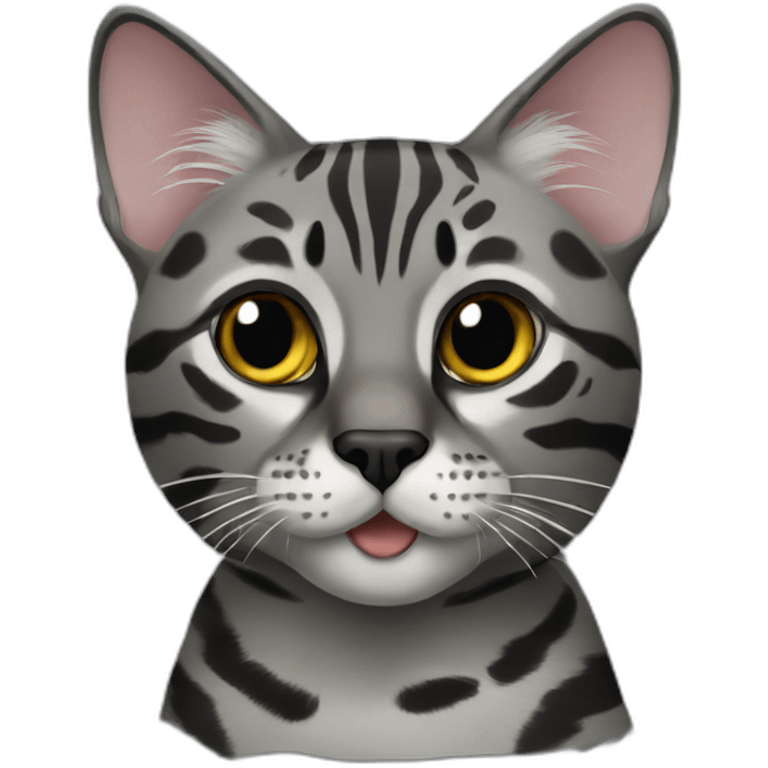 Black and Grey bengal cat emoji