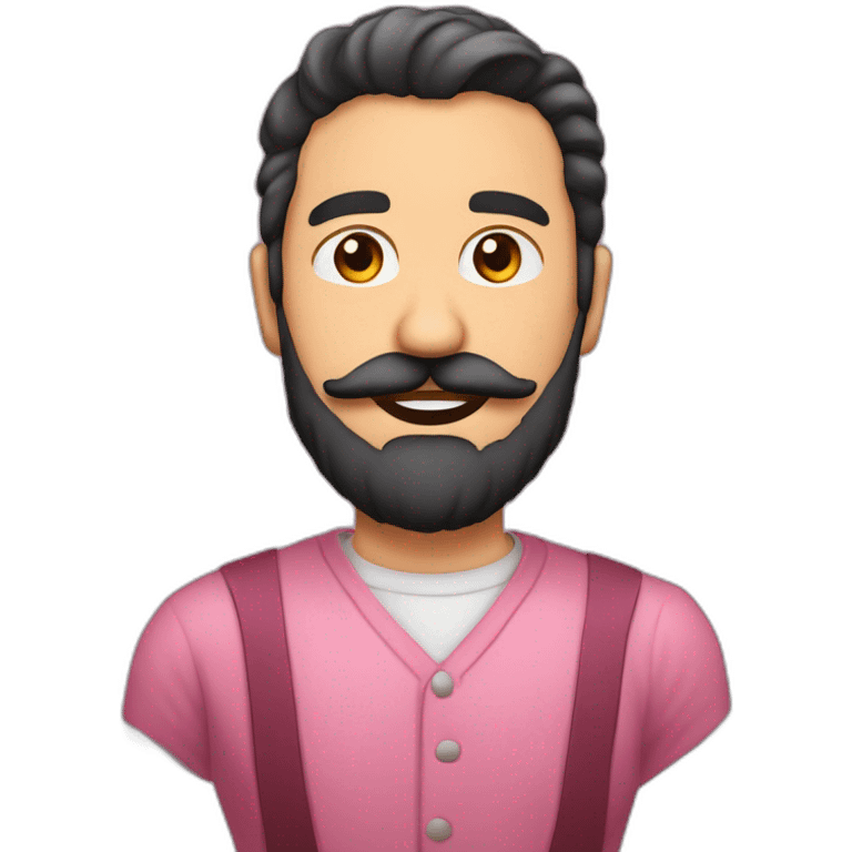 HOMBRE DE CABELLO LARGO AMARRADO CON BARBA LARGA Y BIGOTE VESTIDO DE ROSA emoji