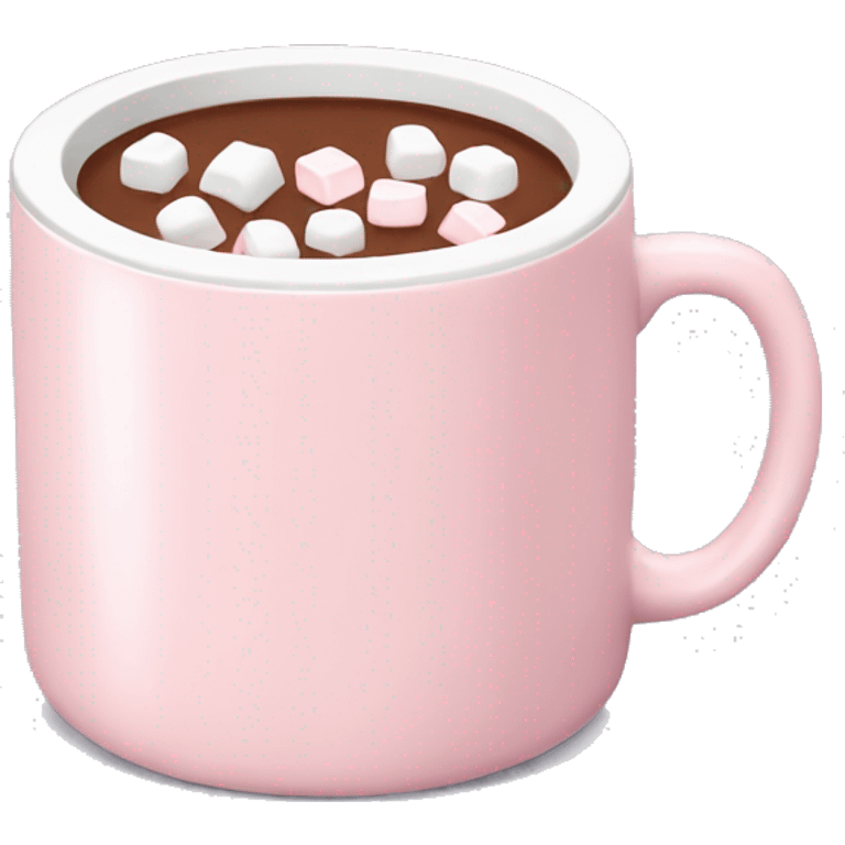 Light Pink mug of hot chocolate with marshmallows  emoji