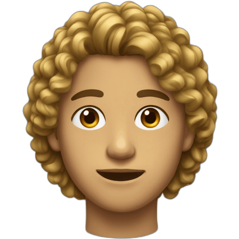 teenager with disconnecting beard olive skin and curly medium long hair emoji