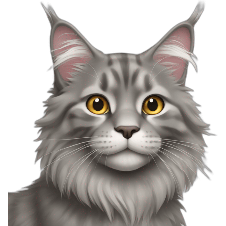 Fluffy mainecoon grey cat emoji