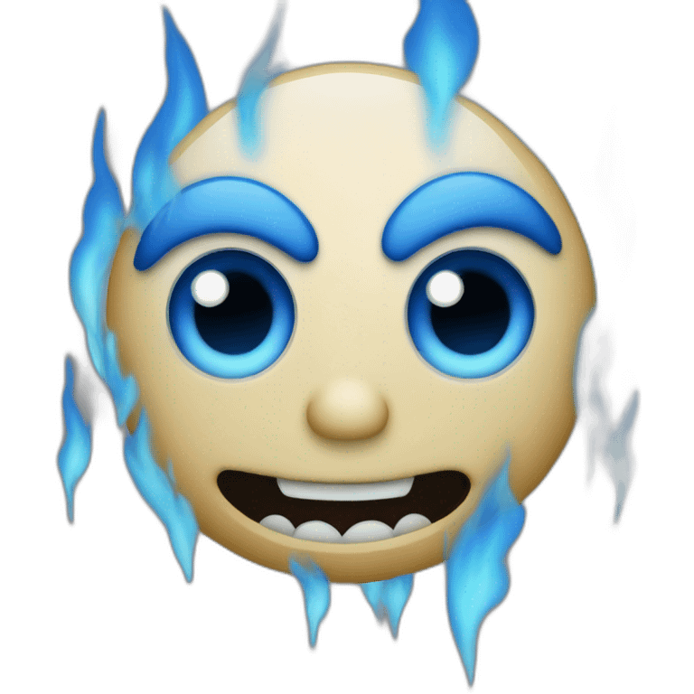 Hyped Emoji with blue flames as eyes emoji