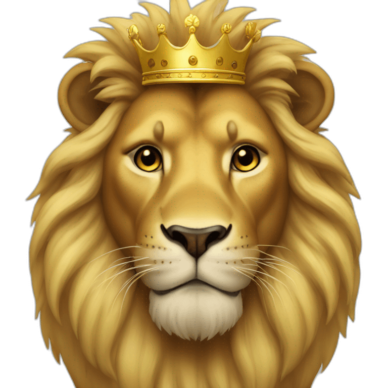 lion, brown face, yellow hair, with a golden crown emoji