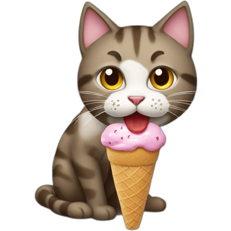 cat eat ice-cream emoji