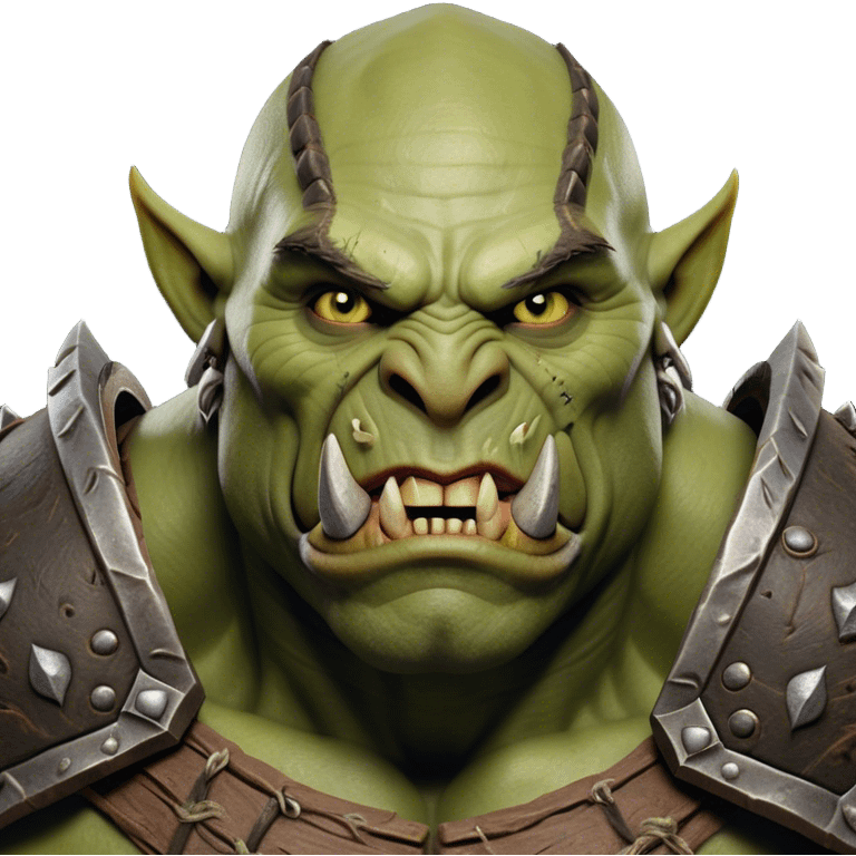 Cinematic Realistic WoW Orc Warrior Portrait, head tilted dramatically with an exaggeratedly amused expression, blending raw, primal might with a touch of unexpected humor. His battle-scarred green skin, robust muscles, and intricately detailed tribal armor in deep, earthy tones are rendered with lifelike texture and dynamic lighting, high shine, dramatic yet whimsical, capturing an orc warrior whose epic strength is matched by a playful, irreverent charm. emoji