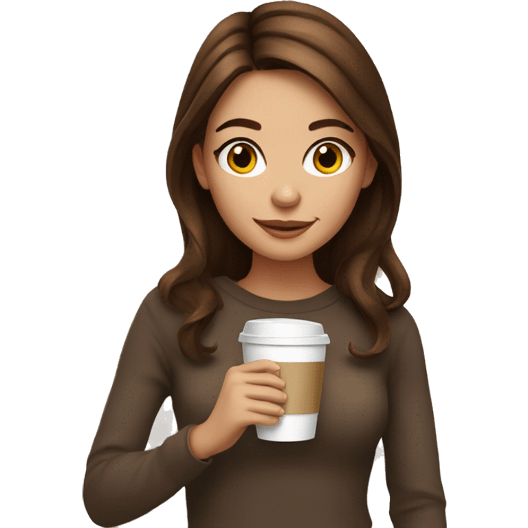 pretty Brown hair girl with coffee emoji