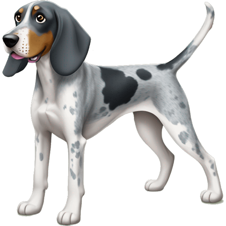 Blue tick coonhound playing in yard emoji