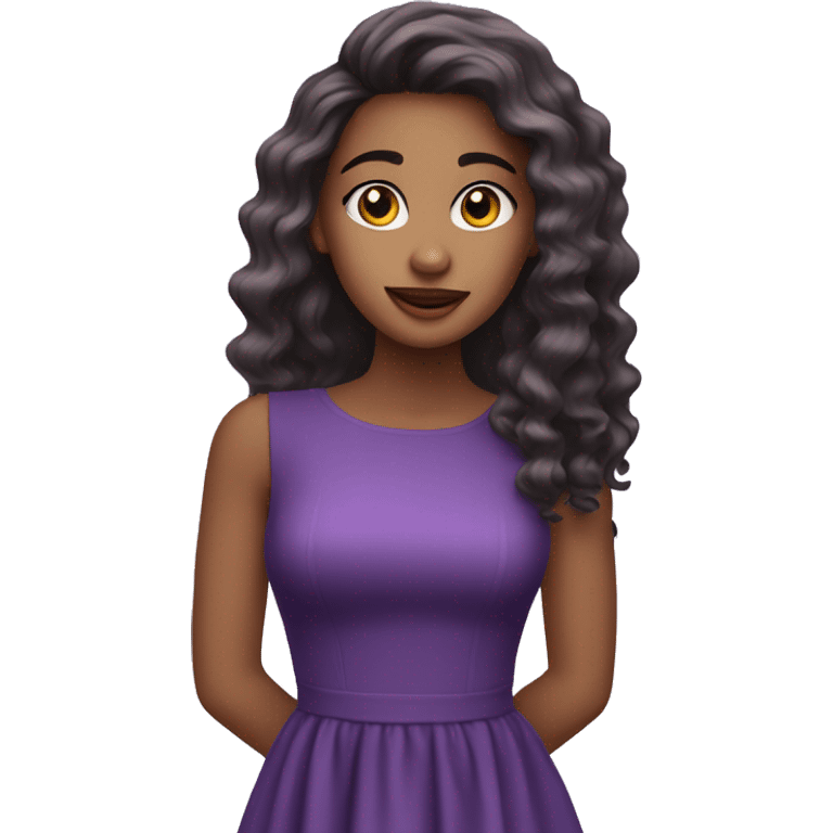 a singer girl, 17 y.o, purple midi dress, beautiful hair emoji