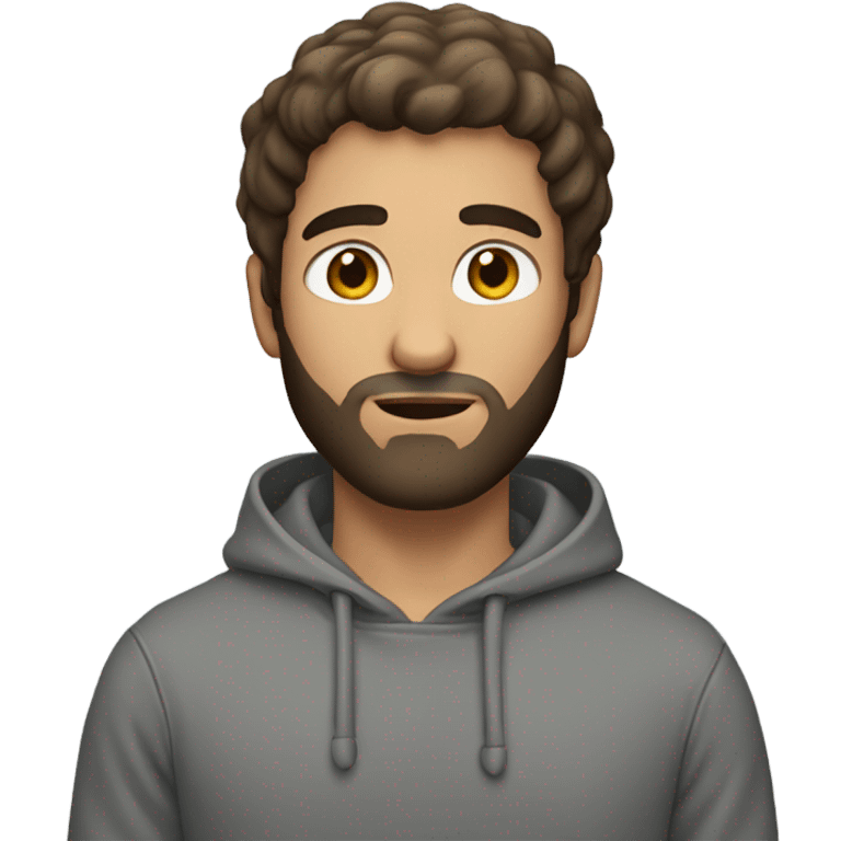 brown hair man beard grayhoodie emoji