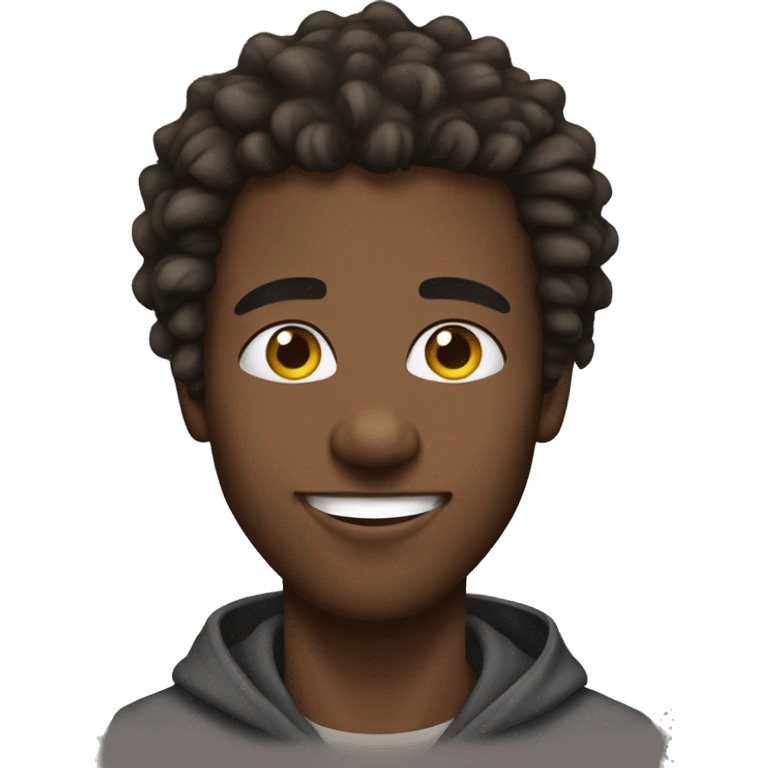 dread hair african male youth, with some lil beard, and a nice smile. A hoodie emoji