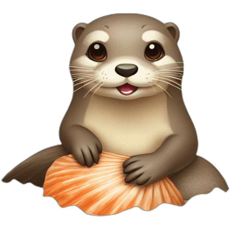 loutre avec coquillage emoji