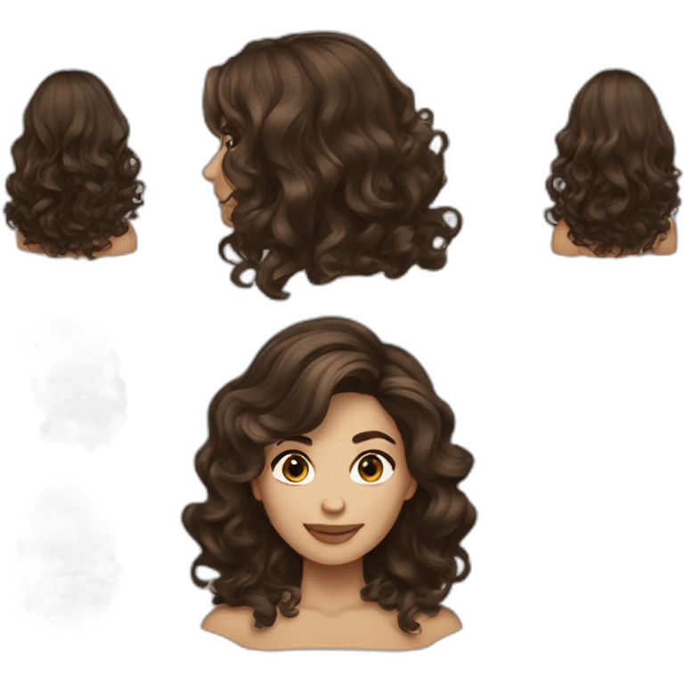 Brunette woman long wavy hair emoji