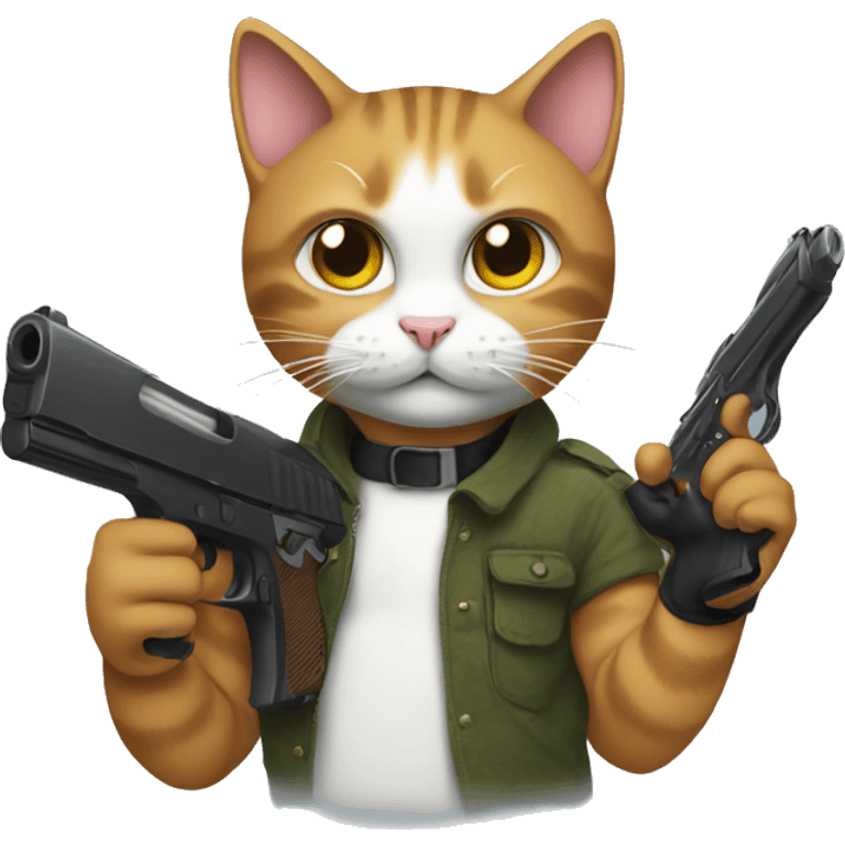 cat holding gun  emoji