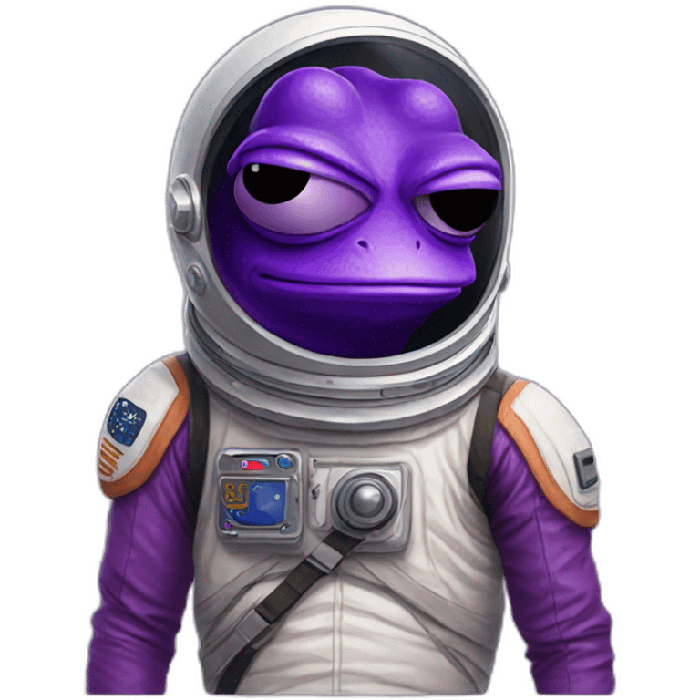 purple colour pepe frog using astronout costume with "LFG" text emoji