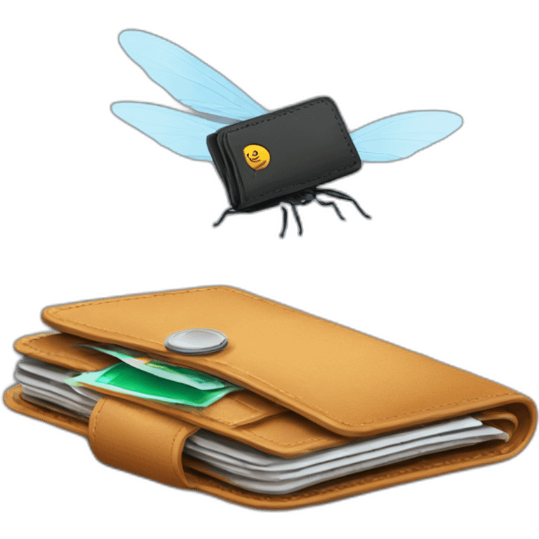 wallet with fly flying out emoji