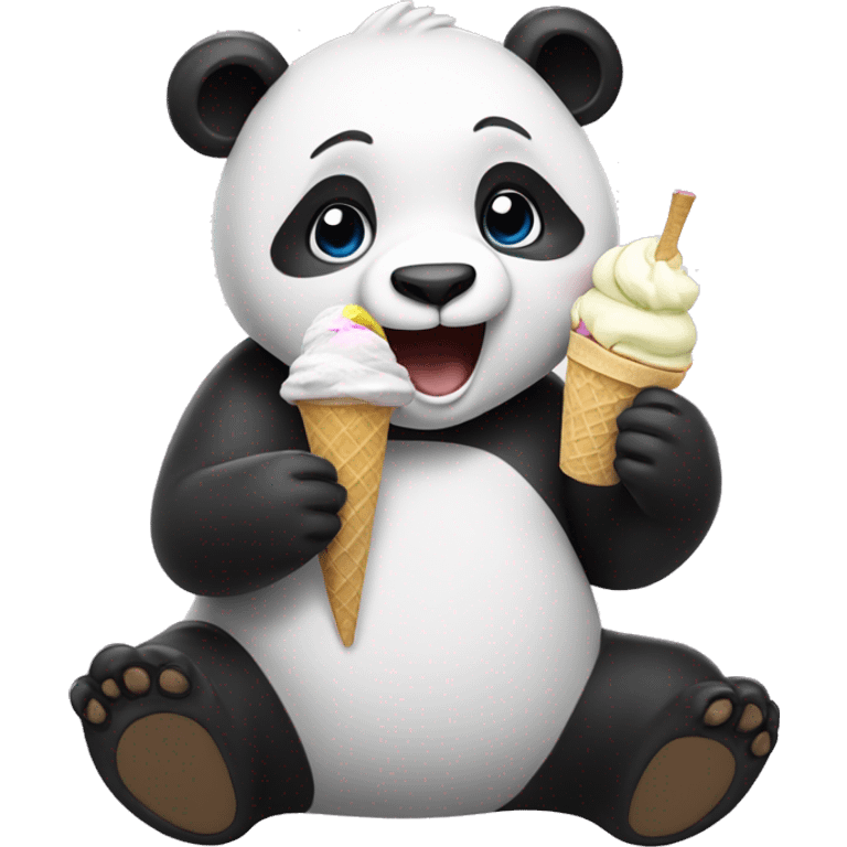 Panda eating ice cream emoji