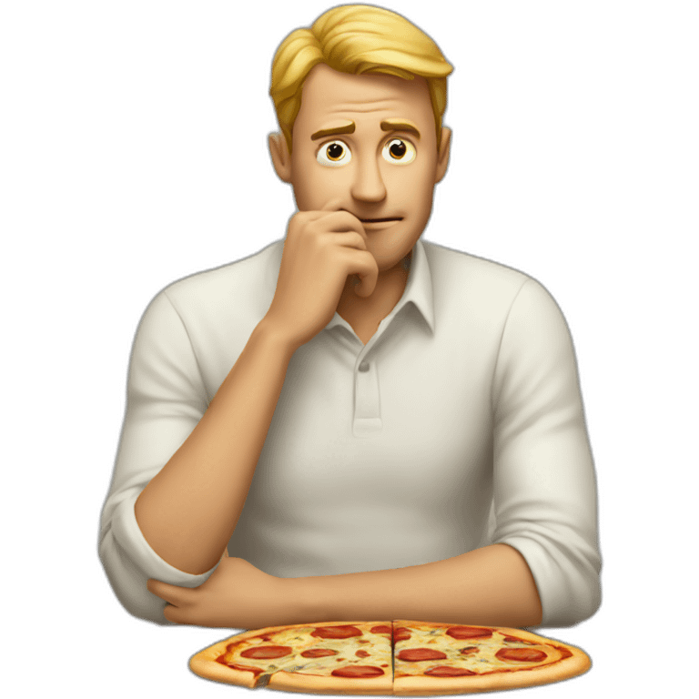 Men thinking and pizza emoji