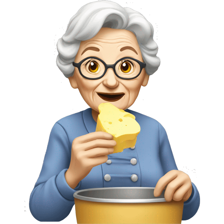 Old lady eating butter emoji