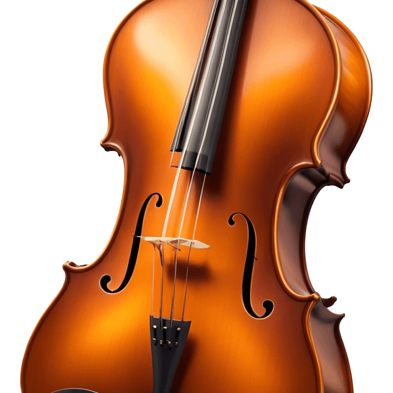 Cinematic Realistic Cello, deep brown polished wood, elegant f-holes creating contrast, warm golden light reflecting off its curves, glowing with depth and a rich musical resonance. emoji